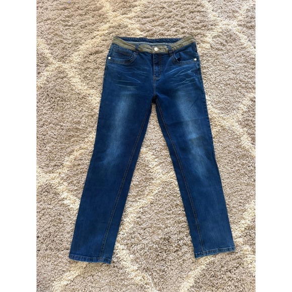 Demon & Hunter Other - Demon & Hunter‎ Mens Straight Leg Blue Jeans Olive Contrast Trim Size 35